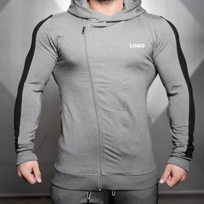 China Fashion Gym Cotton Breathable Jogger Pockets And Joggers Men'S Gym Fashion Logo Zipper Hoodie Set Custom Made for sale