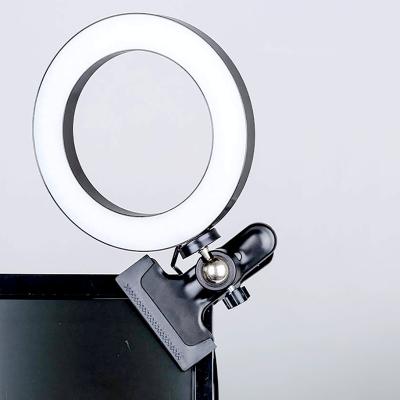 China Plastic+ ABS Clip Clamp Holder With 6 Inch Ring Light Dimmable Desktop Or Clip On Table For Video Lighting Makeup Selfie Ring Light for sale