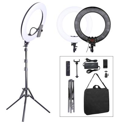 China ABS+Aluminum LED Ring Light 18 Inch With LCD Screen Flexible Tripod Phone Holder Remote Control For Makeup Live Stream for sale