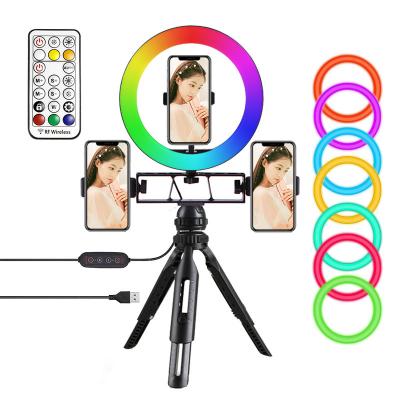 China 10 Inch Remote Control 26cm RGB Ring Light with Adjustable Mini Tripod for Photographic Lighting Tik Tok Vlog Youtube Makeup Ring Shaped for sale