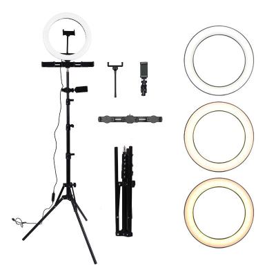 China Thumb Aros de luz 10 LED Ring Light with Tripod Stand Cell Phone Holder for Photographic Lighting Tik Tok Vlog Makeup Ring Light Ring Shaped for sale