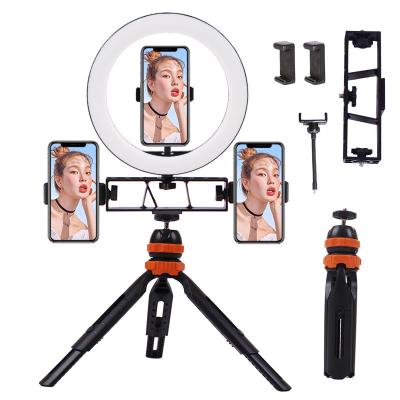 China LED Video Light 10 Inches With Tripod Desktop And Phone Holder For Vlog Youtube Ring Shaped Photographic Lighting Makeup for sale