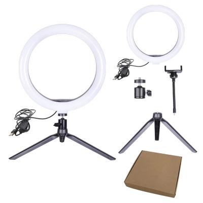 China Plastic+ Selfie Ring Light ABS 10 Inch With Desktop Mini Tripod With Movable Stand For Tiktok Youtube Makeup Visual Light Light for sale