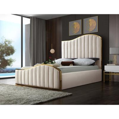 China Tufted Luxury Modern Full Queen King Size Stainless Steel Plywood Bed Frame for sale