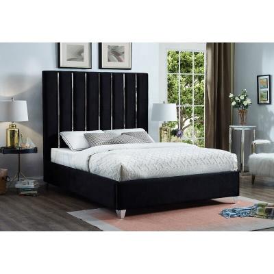 China Velvet Tufted Modern Steel Fabric Californian King Size Wooden Bed Frame for sale