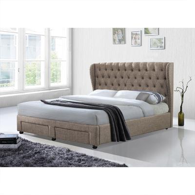 China Wholesale Twin Tufted King Size Fabric Beauty Storage Bed Modern Solid Wood Frame for sale