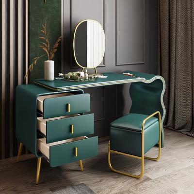 China Knock Down Three Drawer Wooden Makeup Dresser Dressing Table With Mirror Bedroom Furniture for sale