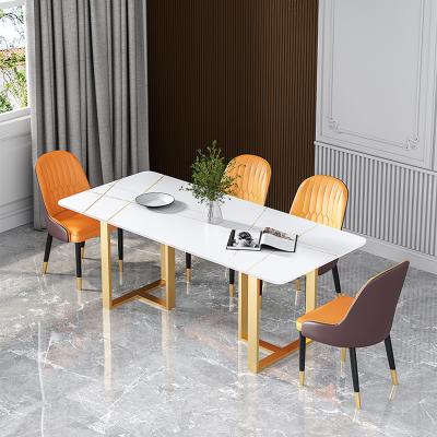 China Durable Italian Designs Dining Table Set Marble Top Compact Furniture Ready To Ship for sale