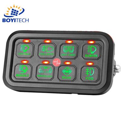 China Boyitech 12V 24V LED 8 Gang RV Car Waterproof Yacht Marine Boat Rocker Switch Panel with Circuit Breaker BY10001-8 for sale