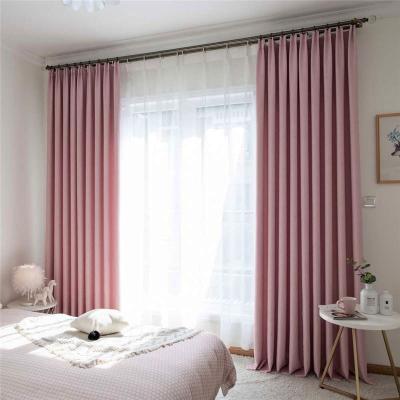 China Blackout Hot Pink Blackout Curtain Manufacturer Blackout Cotton Jacquard Fabric Bedroom Warm Fire Retardant Faux Black Bed Silk Curtains for sale