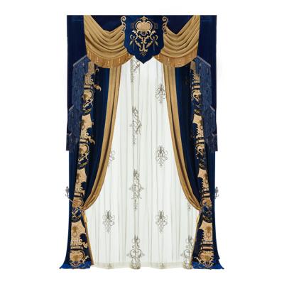 China Purple Luxury Custom Embroidered Blackout Blackout Window Curtains In European Turkey for sale