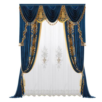 China Luxury Ready Made Blackout Window Embroidery European Curtain With Drapes For Luxury Living Room for sale