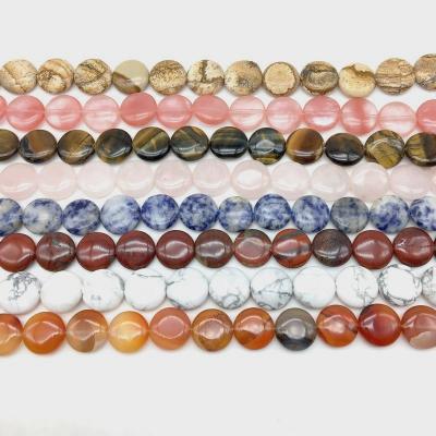 China DIY Jewelry Making Natural Stone Beads Flat Round Coin Blast Bead String 38 cm / 15 Inch DIY Jewelry Making Tiger Eye Agate etc. supplies carnelian for sale