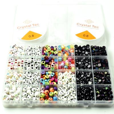 China DIY CRAFT Hot Sale 6mm Plastic Letter Beads Set Kit For Alphabet Number Bracelets Necklace DIY Jewelry Making Big Hole for sale