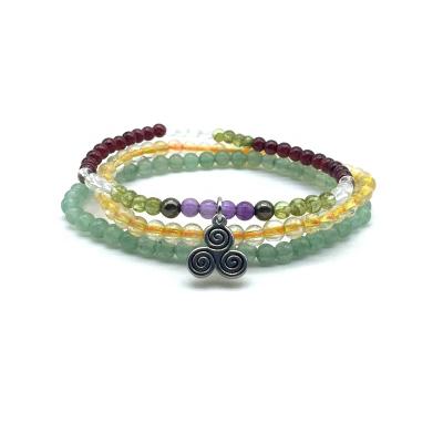 China CLASSIC Natural Stone Bead Woman Bracelet Sets Feng Shui Balance Jewelry Healing Gifts Energy Bangle 4 Mm Round Elastic String Yoga Rope for sale