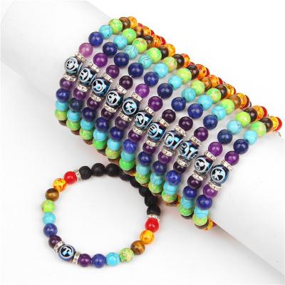 China FASHIONABLE Bracelet Europe 7 Chakra Yoga Fitness Meditation Proverbs And America Hot Sale Natural Stone Crystal Bracelet Women for sale