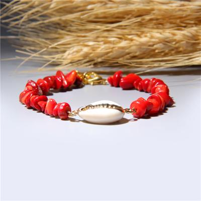 China Environmentally Friendly Natural Seashell Beads Stone Chips Bangle Bracelets With Crystals Holiday Or Beach Party Gift Woman Handcrafted Jewelry for sale