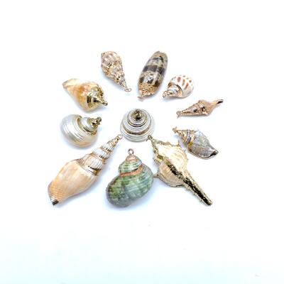 China Vintage Sea Shell Pendants Snail Spiral Beach Shell Charm with 18K Rose Gold Color Plated Necklaces Jewelry For DIY for sale