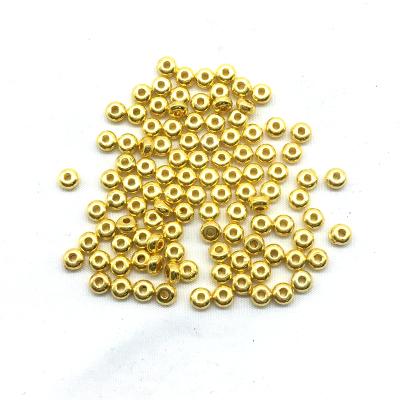 China Nickel Lead Free Metal Zinc Alloy Loose Beads Cover Bead Gold Beads Round Wheel Spacer 4mm 5mm 6mm Round For Jewelry Making for sale