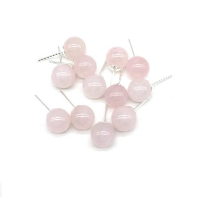 China CLASSIC Hot Selling Natural Stone Ball Head Pearl Stud Earrings For Fashion Rose Quartz Carnelian Crystal etc. girl woman for sale