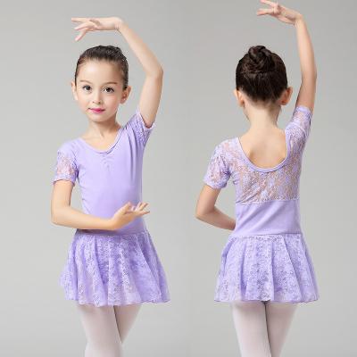 China Dancer Tights Wholesale Kids Practicing Dance Wear Ballet Dress Lace Up Mesh Stage Performance Wear Skirted Dancer Tights For Girls for sale