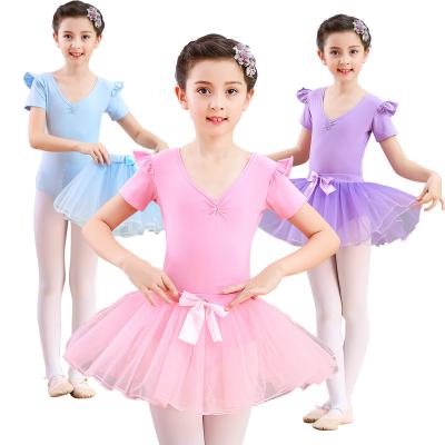 China High elasticity/high texture/children's dance wear slit skirt girls' practice clothes ballet skin-friendly open four layer fluffy skirt wholesale for sale