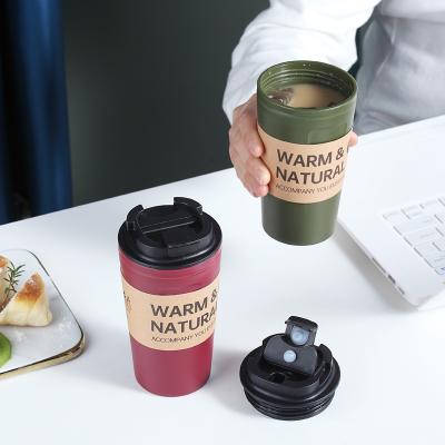 China Custom Logo Sustainable Travel Water Cup Sealed Plastic Outdoor Coffee Mug Water Cup With Lid Travel Student Gift Reusable Coffee Home Mug for sale