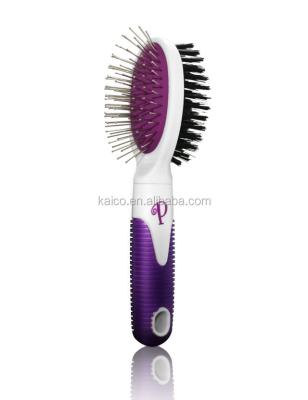 China Kaico Stocked Stainless Steel Needle Cleaning Double Sided Combo Pet Grooming Brush Dog Cleaning Brush for sale