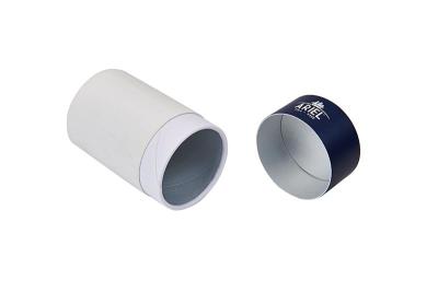 China Plain White Two Tone Paper Cylinder Box With Metal Lid for sale