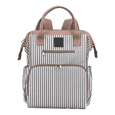 China Stroll 2019 Gear Baby Diaper Bag Striped Backpack, Tote, Shoulder or Cross Body with Insulated Bottle Pockets, Stroller Straps and Changi for sale