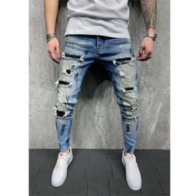 China 2021 Men Street Skinny Trend Ripped Fashion Breathable Jeans for sale