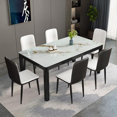 China Other Young Like Fashion Family Black Frame Tempered Glass Hot Selling Dining Table for sale