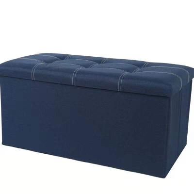 China New Design High Quality Wooden Rectangular Wooden Furniture Storage Box Leather Home Stool for sale