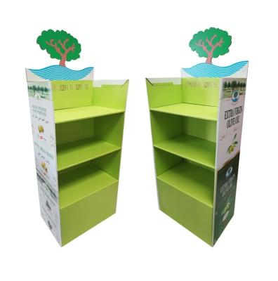 China 350g CCNB+K6 corrugated board Supermarket recycle advertising custom cardboard floor standing display stands for sale