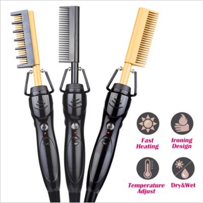 China Home 2020 Hot Selling Multifunctional Electric Curly and Flat Iron Beard Hair Straightener Comb Brushes for sale