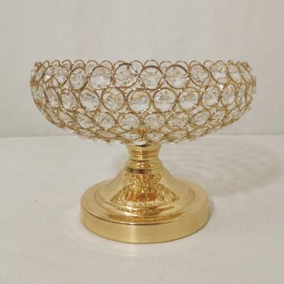 China Creative Fruit Dish Metal Wedding Decoration Storage Tray Living Room Office Metal Storage Basket Crystal European Style Luxury for sale