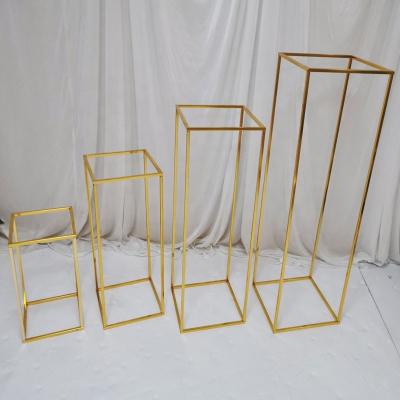 China Wedding Rectangular Modern Geometric Metal Stand Flower Stand Wedding Table Centerpieces Flower Stand Centerpiece Office Decoration Desk Flower Stand for sale