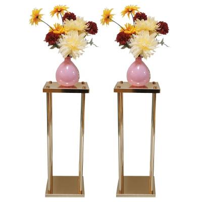 China Popular FuHua Metal Wedding Supplies Rectangular Wedding Decoration Gold Flower Stand Metal Ornament Hotel Wedding Events for sale