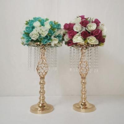 China Wedding Road Metal Crystal Vase Flower Stand Decorative FuHua Tabletop Party/Wedding Decoration Barrel/Tall Table For Reception Wedding Supplies for sale