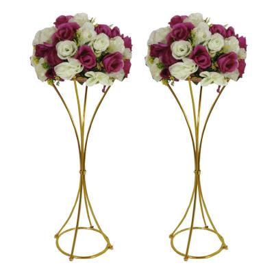 China Iron art metal gold flower stand 75cmor 100cm tall for wedding event birthday party Table centerpiece decoration hotsale order directly for sale