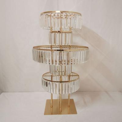 China Circular lattice ornaments large crystal gold metal lattice wedding decoration wedding props wedding main table decoration for sale