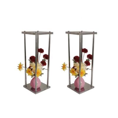 China Metal wedding table ornaments wedding decoration metal lattice cake base wedding three-dimensional geometric flower stand for sale