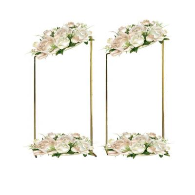 China Stage Wedding Decoration Wedding Stage Decoration Backdrop Manufacturer Plating Gold Wedding Arch Frame Romantic For Wedding Events for sale