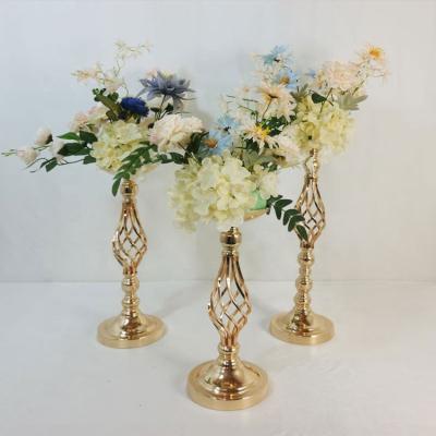 China FuHua Iron Wedding Decoration Table Flower Standmetal Vase With Candle Holder For Reception Round Mewedding Decorative Supplies for sale