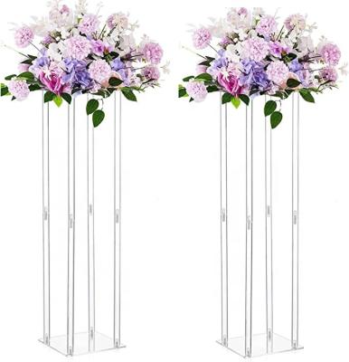 China Fashionable Wedding Decorations Clear Acrylic Wedding Table Centerpieces For Flower Stand Flower Base And Wedding Decorations Item Bulk Time Opens Desk Tall for sale