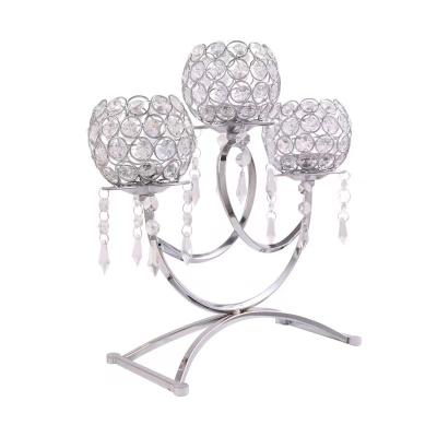 China Home Luxurious Crystal Wedding Centerpiece Candelabra Arm Decoration Crystal Wedding Candelabras Sale Home Events Decorative Candle Holder Table for sale