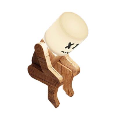 China Minimalist Creative Wood Bedroom Bedside Pat Lights With Remote Control Thinker Lamp Table Reading Light Man Night Lighting Home Decor for sale