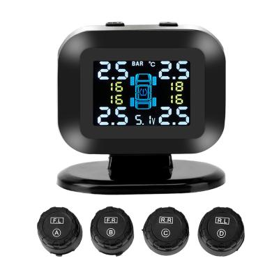 China Mini USB TPMS ABS+PC LCD Display with 4 Sensor Wireless Car Tire Pressure Monitoring System External Auto Security Alarm Systems for sale