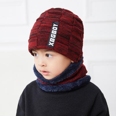 China COMMON low MOQ knit cheap Beanie Hats Winter knitted hat plush wool outdoor hat bib hat kids two-piece hats warm for sale