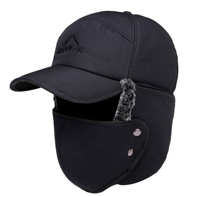 China breathable & Windproof Outdoor Custom Police Waterproof Countryside Custom Men's Outdoor Custom Campaign Men Crazy Bomber Men's Logo Warm Winter Hat Logo Earmuff Facemask Trapper Trapper Windproof Hat for sale